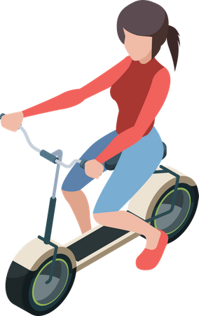 Fille faisant du vélo électrique  Illustration