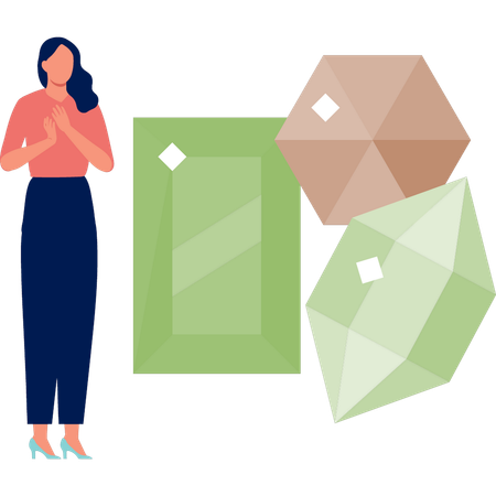 La fille est heureuse avec les diamants  Illustration