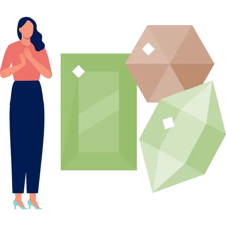 La fille est heureuse avec les diamants  Illustration