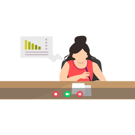La fille est en appel vidéo  Illustration
