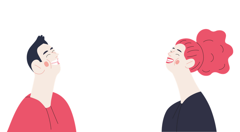 Fille et garçon riant  Illustration