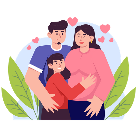 Fille et parents heureux  Illustration