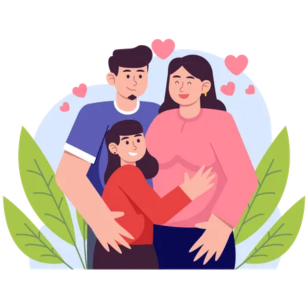 Fille et parents heureux  Illustration