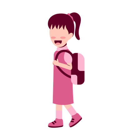 Fille étudiante avec sac  Illustration