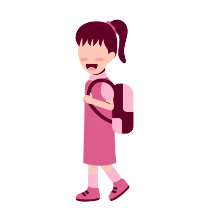 Fille étudiante avec sac  Illustration