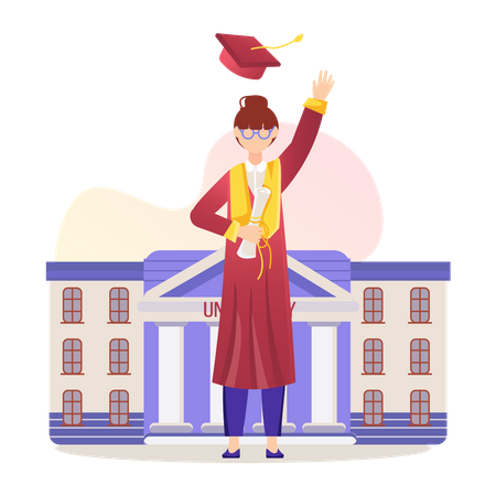 Fille étudiante diplômée  Illustration