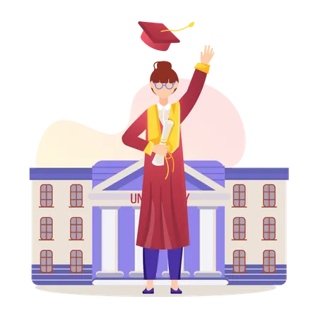 Fille étudiante diplômée  Illustration