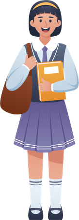 Fille étudiante tenant un livre  Illustration