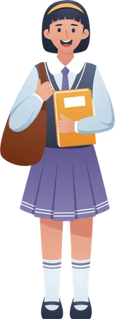Fille étudiante tenant un livre  Illustration