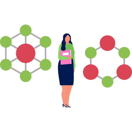 Fille étudiant les molécules d'oxygène  Illustration