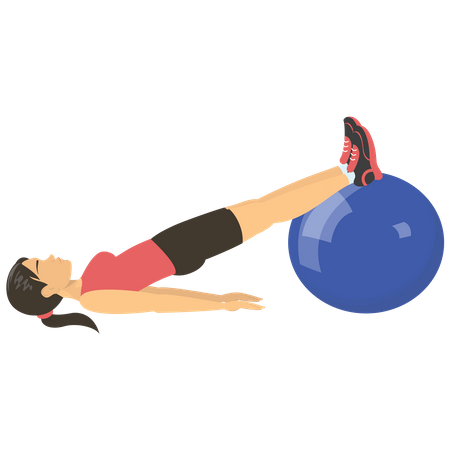 Fille exerçant sur un ballon de gym  Illustration