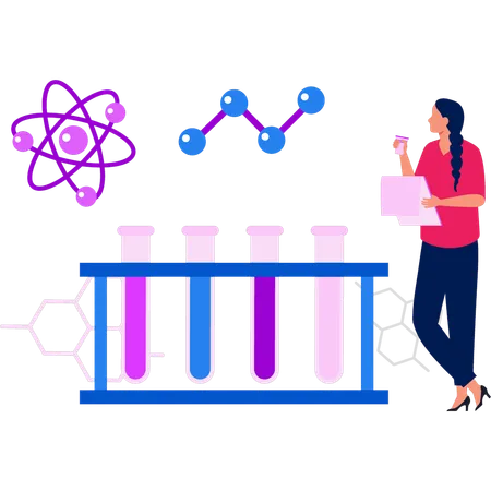La fille expérimente sur des échantillons  Illustration