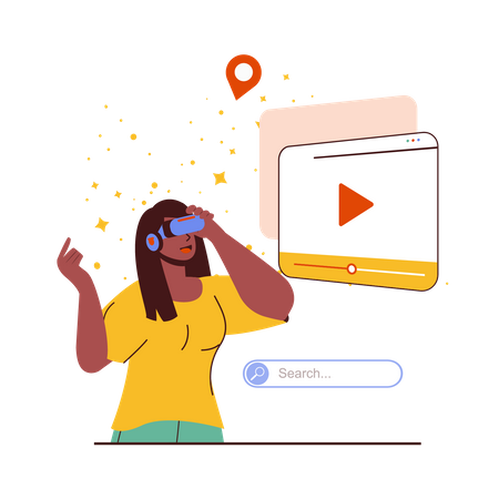 Fille explorant le cyberespace  Illustration