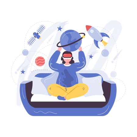 Fille explorant le métaverse  Illustration