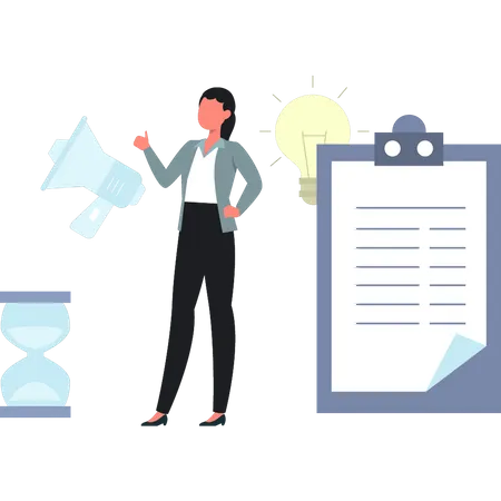 Fille faisant du marketing d'entreprise  Illustration