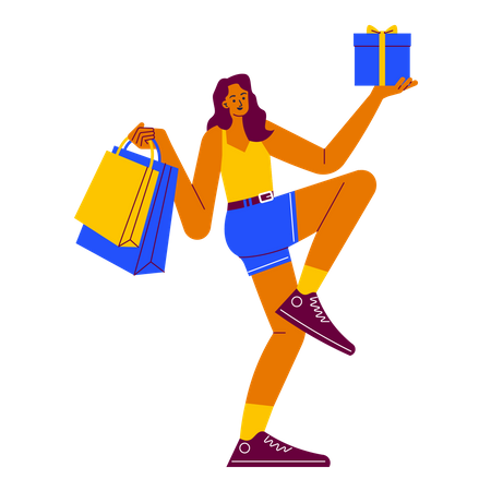 Fille recevant un cadeau de shopping  Illustration