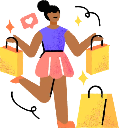 Une fille fait du shopping pour satisfaire son désir de faire du shopping  Illustration