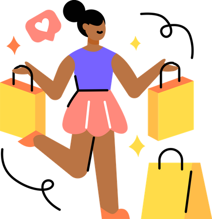 Une fille fait du shopping pour satisfaire son désir de faire du shopping  Illustration