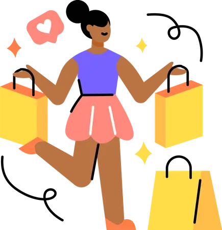 Une fille fait du shopping pour satisfaire son désir de faire du shopping  Illustration