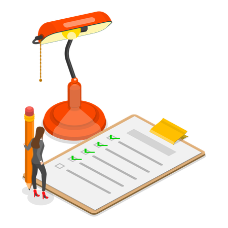 Fille faisant une liste de planification  Illustration