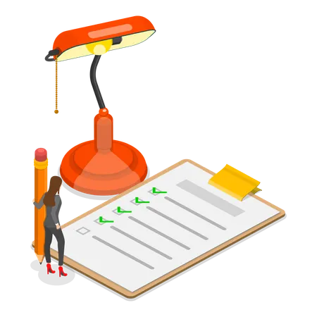 Fille faisant une liste de planification  Illustration