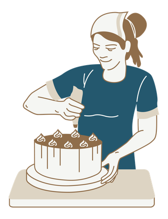 Fille faisant un gâteau  Illustration