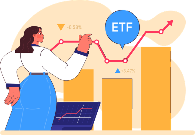 Fille faisant une analyse etf  Illustration