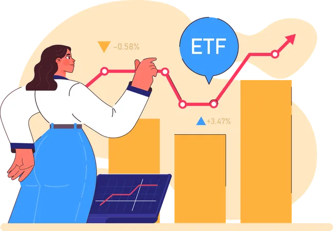 Fille faisant une analyse etf  Illustration