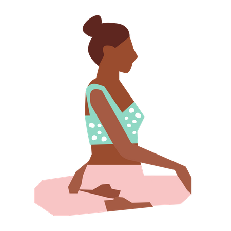 Fille faisant une pose de yoga twist assise  Illustration