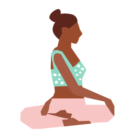 Fille faisant une pose de yoga twist assise  Illustration