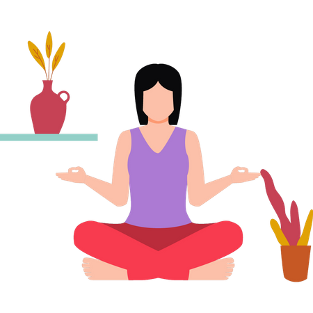 Fille faisant une pose de yoga assise  Illustration