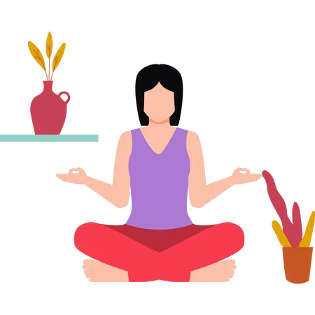 Fille faisant une pose de yoga assise  Illustration