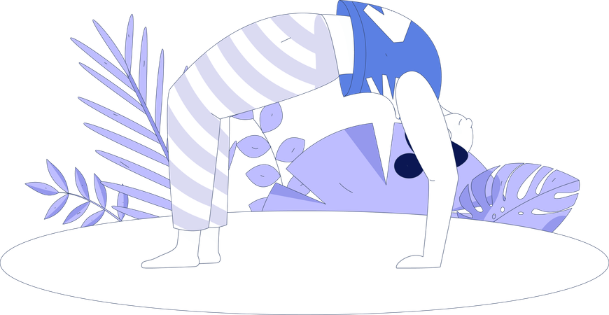 Fille faisant chakrasana  Illustration