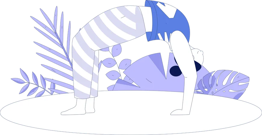 Fille faisant chakrasana  Illustration