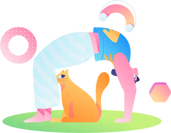 Fille faisant chakrasana  Illustration