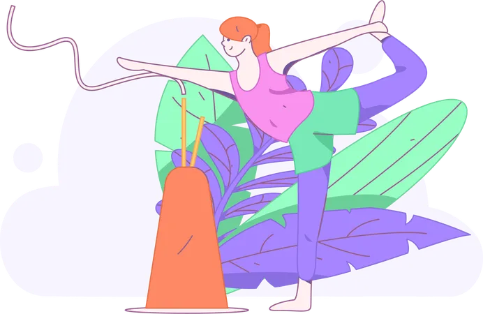 Fille faisant chakrasana  Illustration