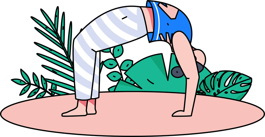 Fille faisant chakrasana  Illustration