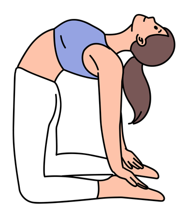 Fille faisant une pose de yoga chameau  Illustration