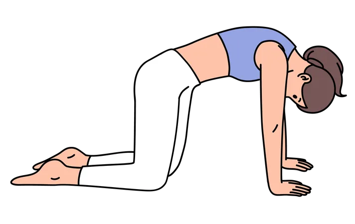 Fille faisant une pose de yoga pour chat  Illustration