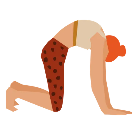 Fille faisant une pose de yoga pour chat  Illustration