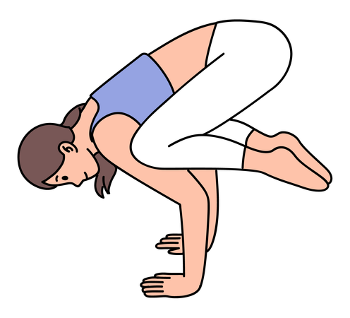 Fille faisant la pose de yoga du corbeau  Illustration