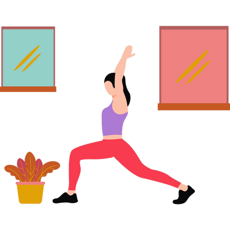 Fille faisant du yoga pose de croissant  Illustration