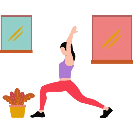 Fille faisant du yoga pose de croissant  Illustration