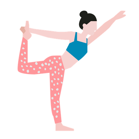 Fille faisant une pose de yoga danseuse  Illustration