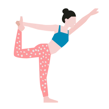 Fille faisant une pose de yoga danseuse  Illustration