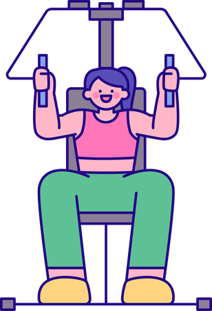 Fille faisant de l'exercice avec une machine  Illustration