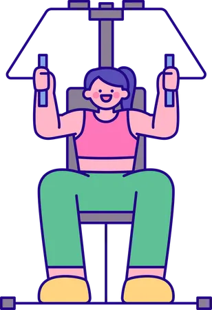 Fille faisant de l'exercice avec une machine  Illustration