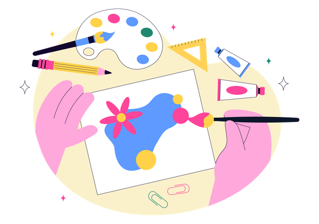 Fille faisant de la peinture  Illustration