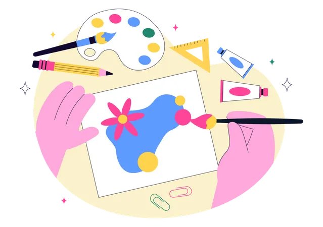 Fille faisant de la peinture  Illustration