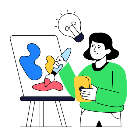 Fille faisant de la peinture en cours d'art  Illustration